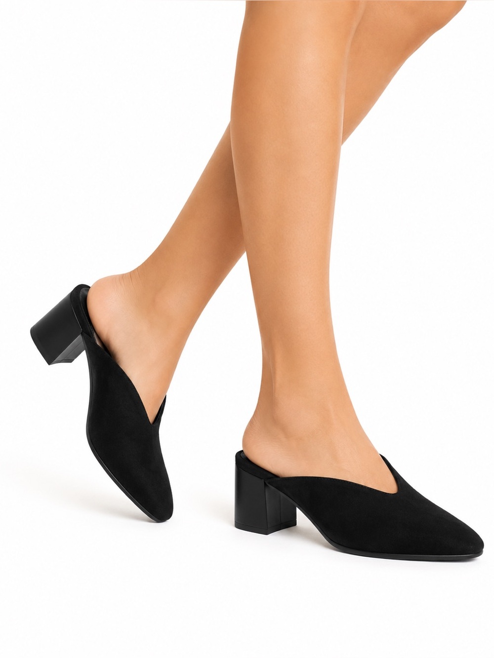 Mango Vintage Y2K Black Suede Block Heel Mules Women’s Size 9